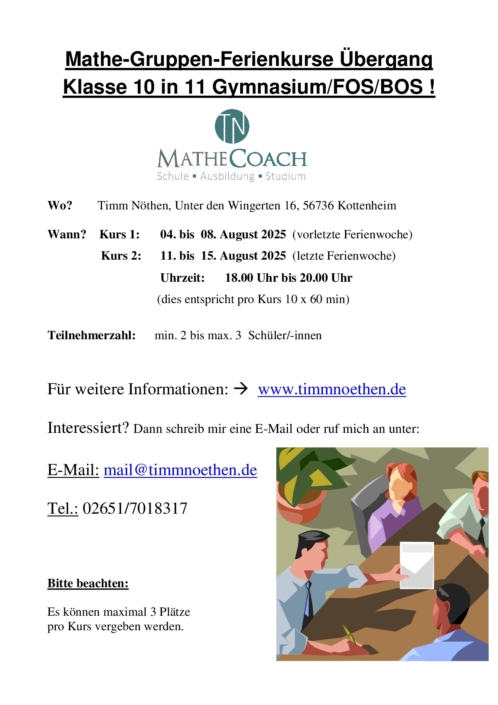 Plakat Mathe-Nachhilfe Ferien